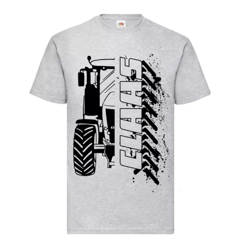 claas obrysový dizajn šedé tričko čierny vzor