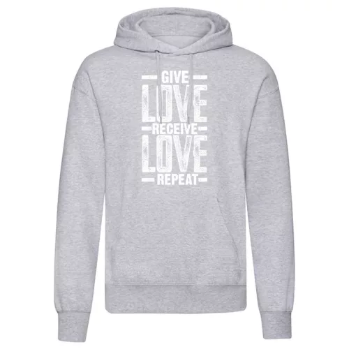 give love...svetlo šedá sveter s klokaním vreckom