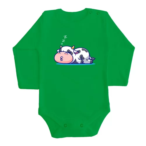 spiaci kravičkas dlhý rukáv dojčenské body zelené