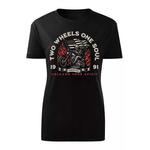 two wheels one soul motorcycle dámske tričko čierne