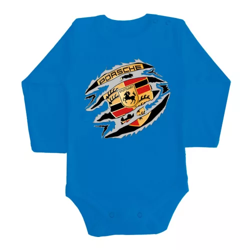 porsche modrá dlhý rukáv dojčenské body