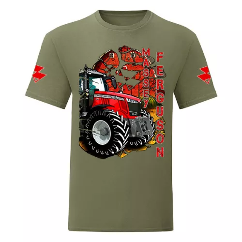 zelené tričko massey ferguson s potlačou
