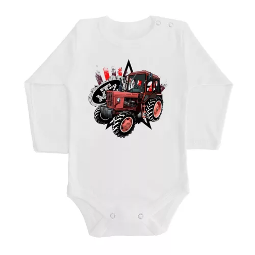 mtz 82 body pre bábätká biely dlhý rukáv