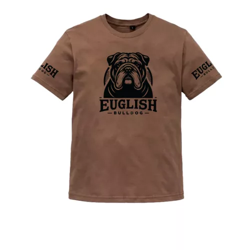 anglický bulldog pánske hnedé tričko veľký vzor