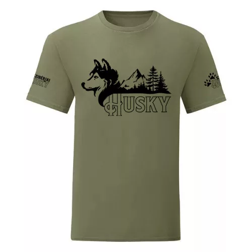 zelené pánske tričko husky veľký vzor