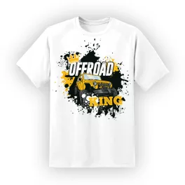 biele tričko so žltým offroad king vzorom