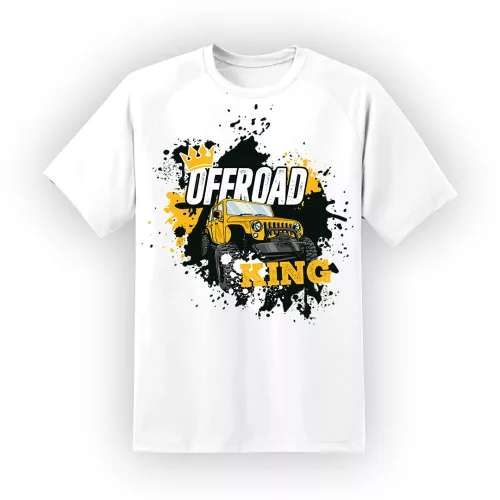 biele tričko so žltým offroad king vzorom