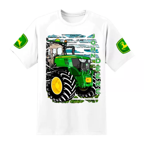 zelené traktor biele tričko
