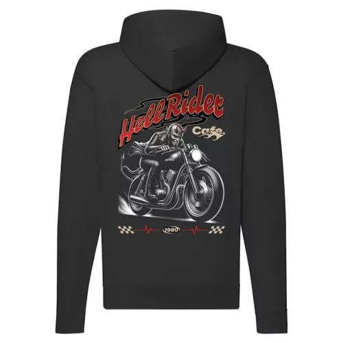 hell rider motorcycle mikina na zips, čierna