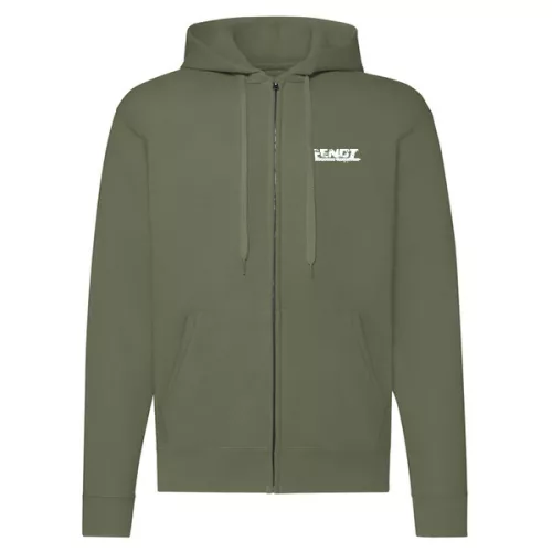 fendt sveter so zeleným obrysom na zips s bielym vzorom