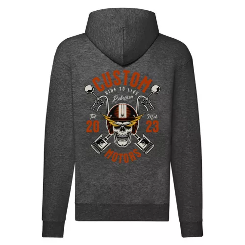 custom motorcycle mikina na zips, sivá