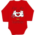malý valentín mamy a otca! dievčenské body pre bábätká s dlhým rukávom čiernej farby
