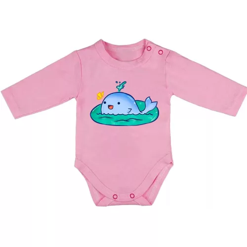 velrybie body pre bábätká dlhý rukáv ružová