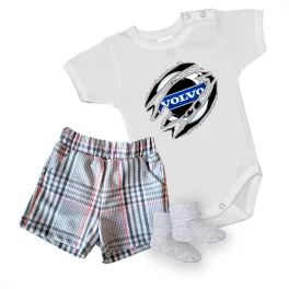   volvo biely krátky rukáv body pre bábätká + šortky a ponožky