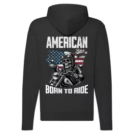 american custom bike motorcycle mikina na zips, čierna