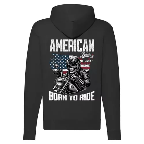 american custom bike motorcycle mikina na zips, čierna