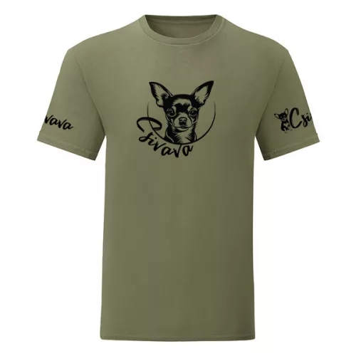 zelené pánske tričko čivava veľký vzor