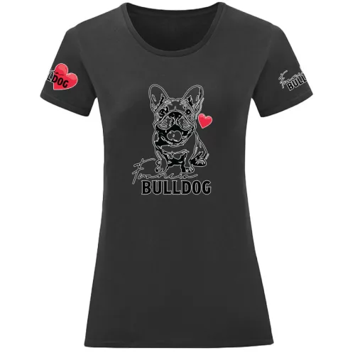 dámske tričko francúzsky bulldog čierne veľký vzor