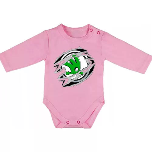 skoda ružová dojčenské body s dlhým rukávom