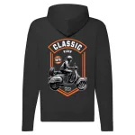 classic rider motorcycle mikina na zips, čierna
