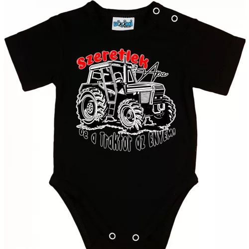 ľúbim ťa ocko, ale traktor je môj! detské body čierne