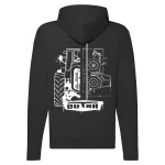 pulóver na zips dutra s čiernym obrysom, biely vzor