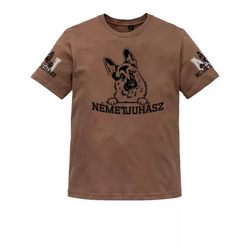 hnedé pánske tričko nemecký ovčiak veľký vzor