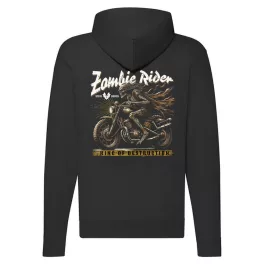 zombie rider motorcycle mikina na zips, čierna