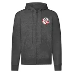rallys volkswagen bugár (käfer) tmavosivý svetr s mikinou na zips s červeným vzorom