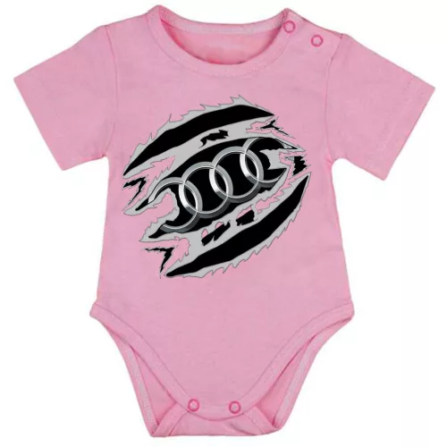 audi ružové dojčenské body s krátkym rukávom