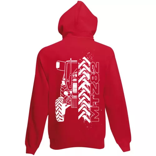 mtz 82 červený kruhový sveter na zips s bielym vzorom