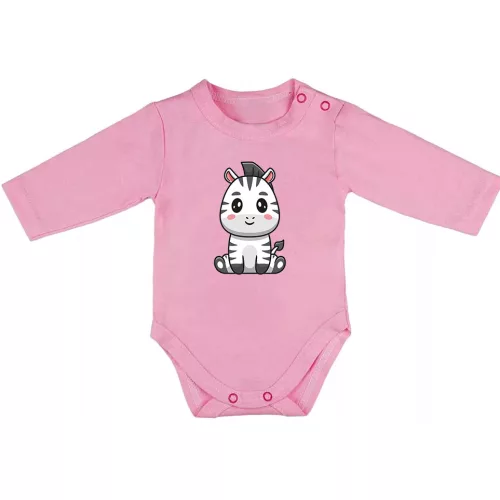 zebra dlhý rukáv body pre bábätká ružová