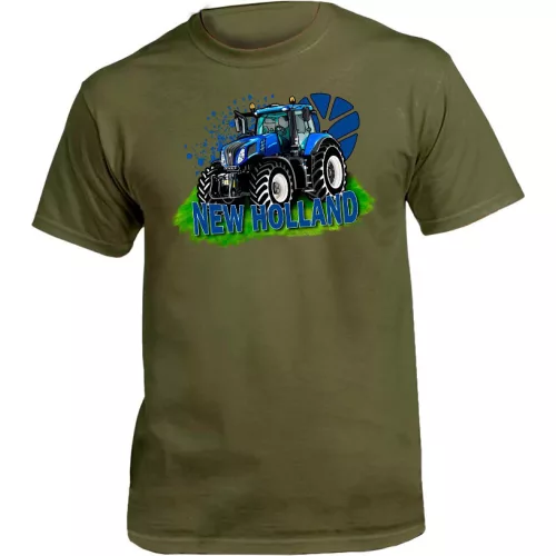 tričko new holland tractor vojenská zelená