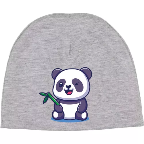 panda detská čiapka šedá