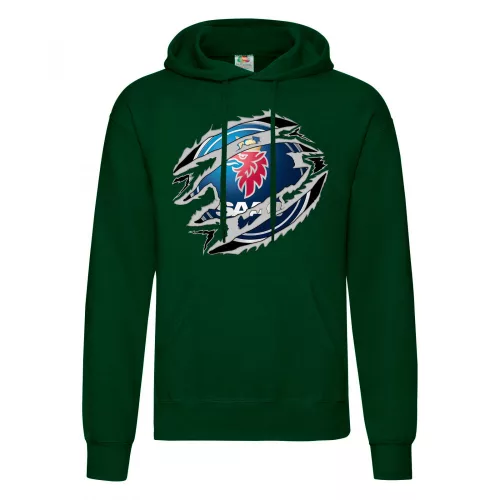 saab sveter s kapúčou zelený