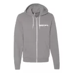 svetlo sivá sveter s kapucou na zips nový tvarovaný biely vzor dutra