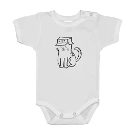 boxy mačiatko body pre bábätká biely krátky rukáv
