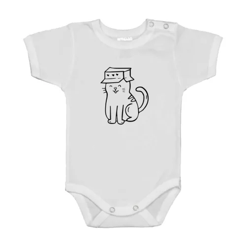 boxy mačiatko body pre bábätká biely krátky rukáv