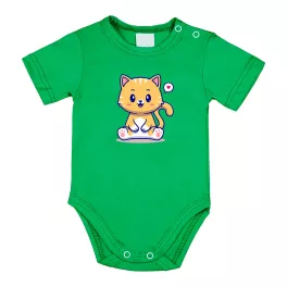 mačiatko body body s krátkym rukávom zelená