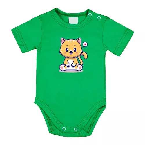 mačiatko body body s krátkym rukávom zelená