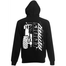 claas čierny kruhový sveter na zips s bielym vzorom