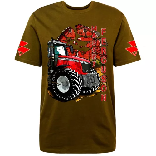 hnedé tričko s potlačou massey ferguson