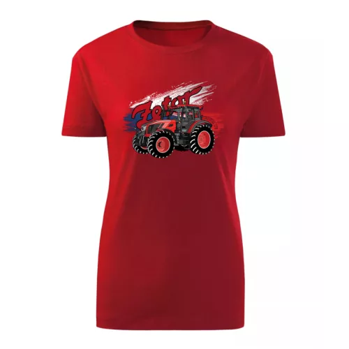 dámske tričko zetor c. 170 červená s motívom traktora