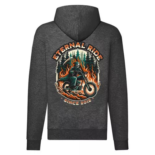 eternal ride motorcycle mikina na zips, sivá