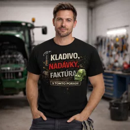   Kladivo, Nadávky, Účet... Čierne tričko s motívom mechanika traktorov