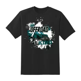 čierne tričko so zeleným vzorom offroad king