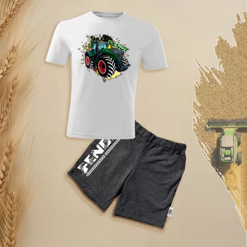 detská súprava krátkych rukávov a šortiek fendt biela