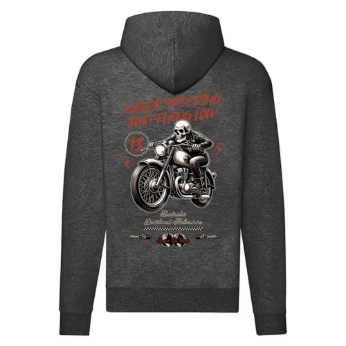 never speeding motorcycle mikina na zips, sivá