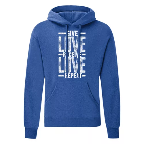 give love...modrá sveter s klokaním vreckom