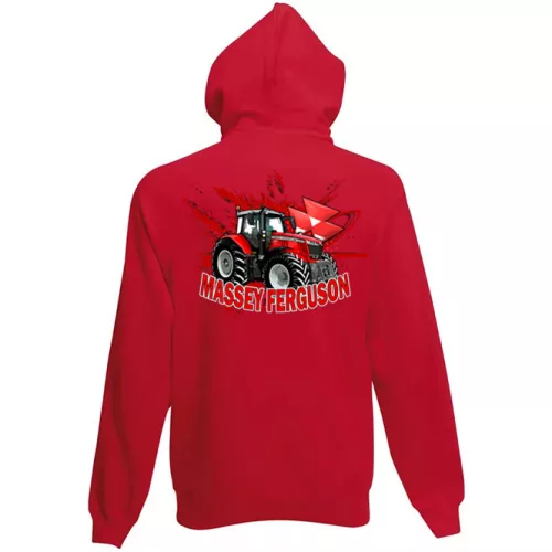 detský sveter massey ferguson na zips - červený